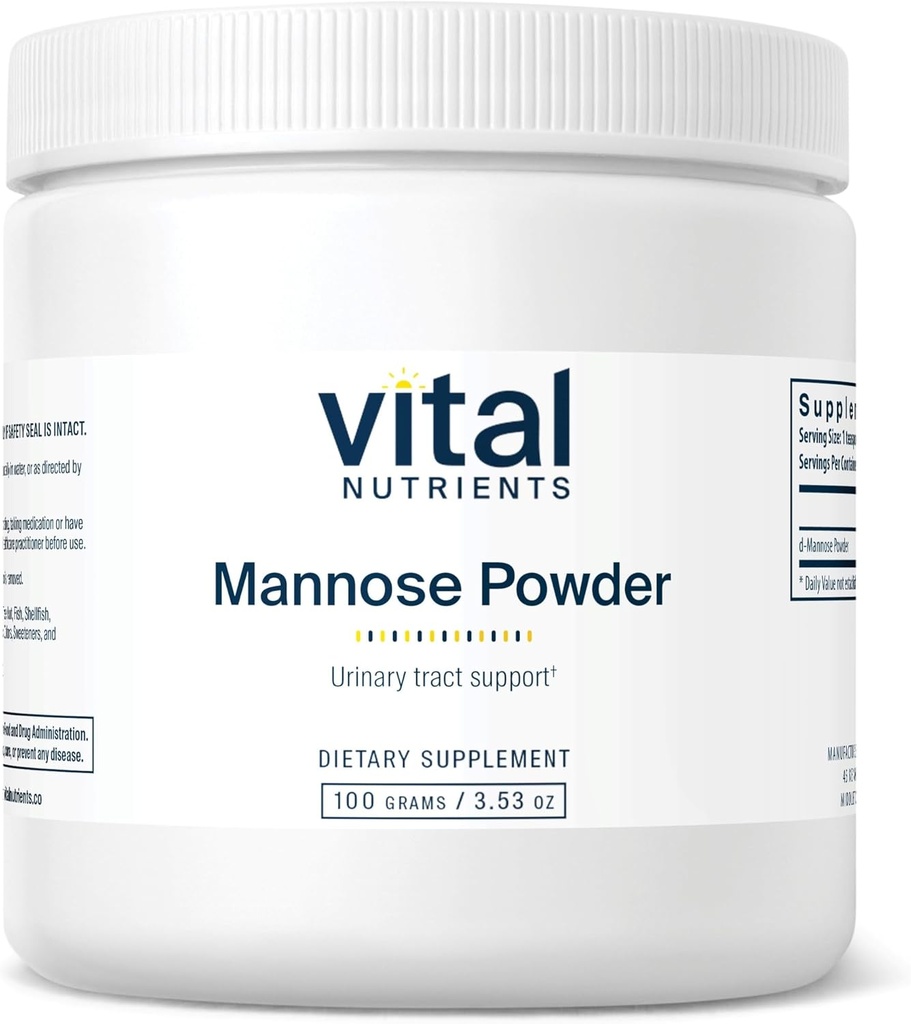 Nutriments vitaux Poudre de mannose 100g de supplément végétal D-mannose pour le traitement urinaire et le soutien des vérins.