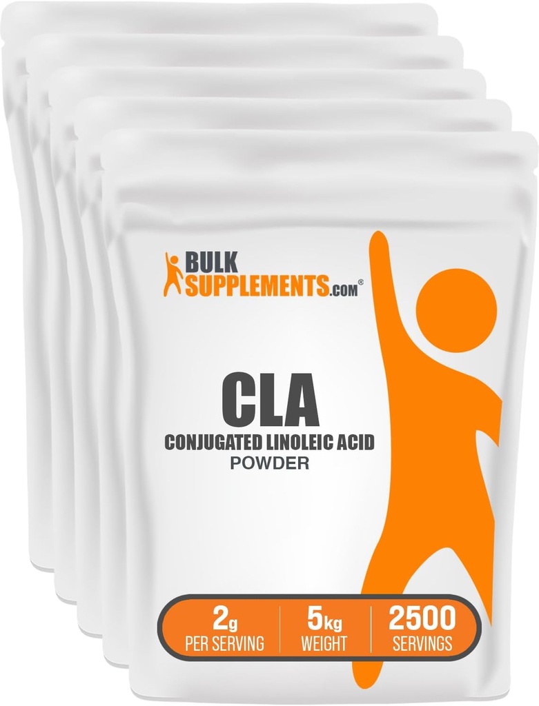 BulkSupplements.com Poudre d'acide linoléique conjuguée - supplément CLA, supplément nutritionnel - sans gluten, 2g par portion, 1kg (2,2 lbs) (paquet de 5)