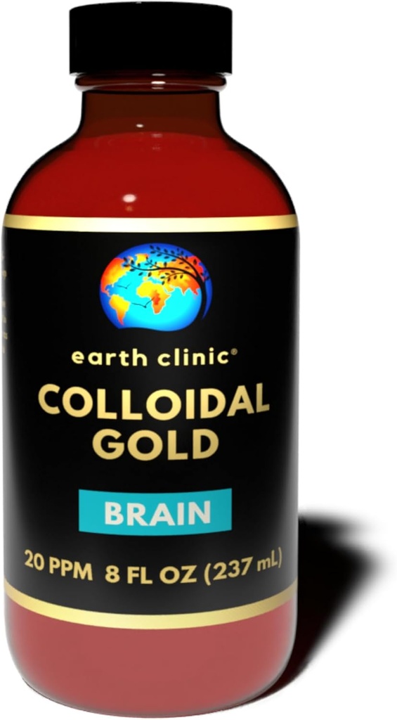 Earth Clinic ® Or colloïdal 20 ppm, 8 oz (237 mL) - Soutien naturel du cerveau et aide à la fonction cognitive