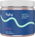 Poudre d'électrolytes de Flyby [ Pas d'ajout de sucre : naturellement sucré ] Contient du potassium, du calcium AquaminTM et du magnésium, du sodium au sel de mer, du spectre complet 72 minéraux traces - Cimonade de fraises