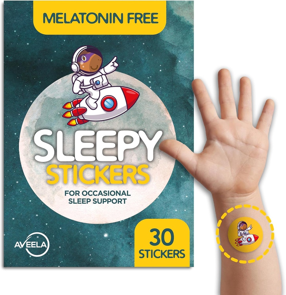 Stickers AVEELA Sleepy Mélatonine Gratuite pour Enfants et Adultes (30 Pack) Patchs de sommeil pour Enfants, Naturel et Sans Sucre.