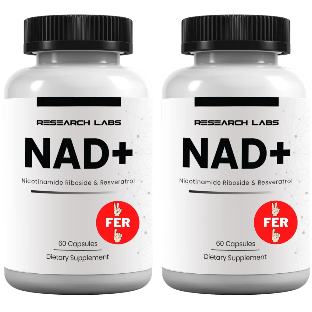 Laboratoires de recherche Supplément NAD+ 2 pour 1 Ad. Formule propriétaire avec/brevet en attente de RiboYOUNGTM. NRF2 Activateur, Nicotinamide Riboside, Quercetine, Resvératrol, Betaïne. Vrai supplément NAD Anti vieillissement...