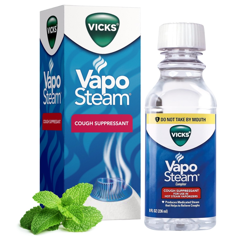 Vicks VapoSteam liquide médicamenté avec Camphor, un suppresseur de Toux, aide à soulager la Toux, à utiliser dans les vaporisateurs et humidificateurs Vicks, 8 Oz