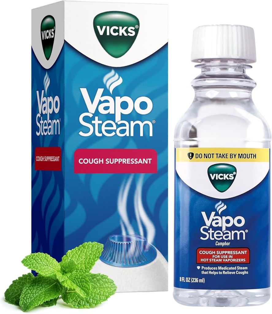 Vicks VapoSteam liquide médicamenté avec Camphor, un suppresseur de Toux, aide à soulager la Toux, à utiliser dans les vaporisateurs et humidificateurs Vicks, 8 Oz