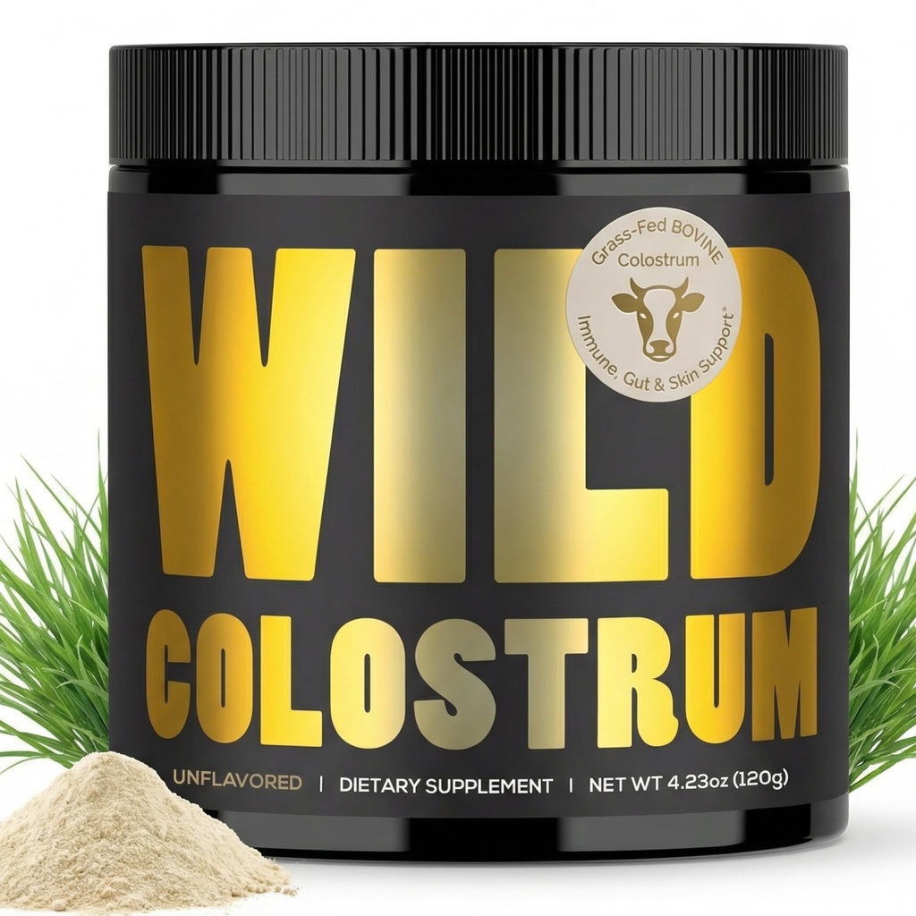 Poudre de colostrum non aromatisée – 120g (60 portions, 2g de scoop) – Supplément de colostrum de la fée d'herbe – Pure Immune, Gut & Energy Support – Calostro Bovino para Adultos