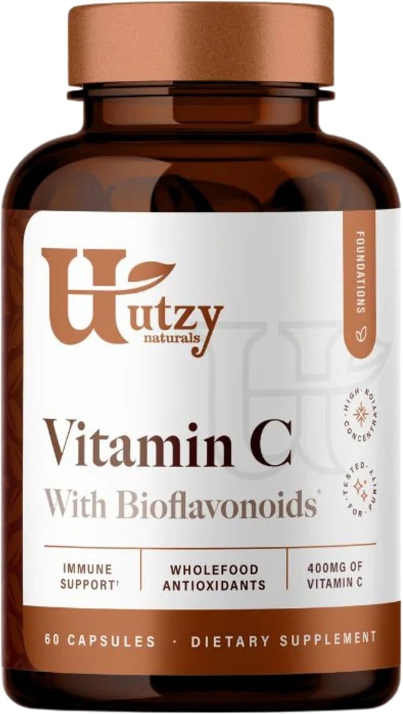 Utzy Naturals Complex Vitamine C 400mg Vitamine C avec Acercola et Citrus Bioflavonoïdes