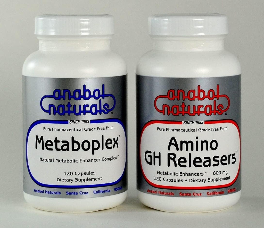 Anabol Naturals Meta GHR Stack: Métaboplex 120 capsules, 600 mg et Amino GHReleasers120 capsules, 800 mg
