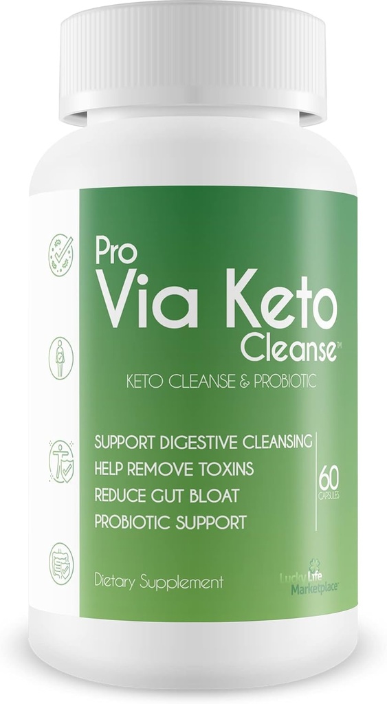 Pro Via Keto Cleanse - Aide à l'élimination des toxines et des impuretés - Plant-Based Keto Cleanse naturel avec le soutien probiotique - Soutien Nettoyage digestif et réduction de la glutte - Aide à l'élimination et à la désintoxication des déchets