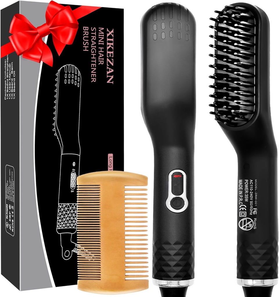 Straightener pour les hommes, Brosse de barbe chauffée premium avec/Anti-calde caractéristique, Peigne de redressage de la barbe, Jour des pères uniques Anniversaire Valentines Cadeaux pour les hommes Lui Papa Boyfriend Bas de Noël Stouffers