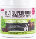 6 en 1 Supplément de chien super-alimentaire avec Moringa biologique -Traitements pour système immunitaire et santé globale - Animaux de compagnie Tous les multivitamines naturelles - 90 Chews