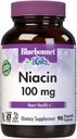 Bluebonnet Niacin 100mg Vitamine B3 Acide nicotinique - Soutien de santé cardiaque pour les femmes et les hommes* - Non-OGM, végétalien, casher, sans gluten, sans soja, sans lait - 90 capsules végétales