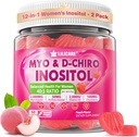 Inositol Gummies pour femmes + Chasteberry, Myo-Inositol & D-Chiro Inositol 2000mg + 50mg Idéal rapport 40:1 avec le B12 et le folate méthylé, Choline, Magnésium, Vitamine D3 pour la santé globale, paquet de 2
