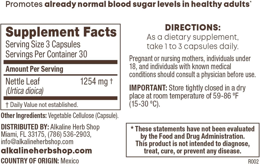 Alkaline Herb Store Nettle Leaf Supplément 90 Capsules