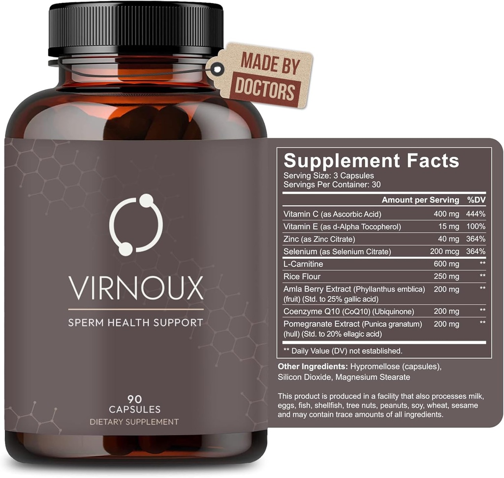 Supplément Fécondité Homme Fabriqué par les médecins , Vitamines prénatales pour les hommes , améliorer la santé du sperme et stimuler le nombre de sperme , pour le sperme Volume , soutenir la conception naturelle et la grossesse 90 capsules