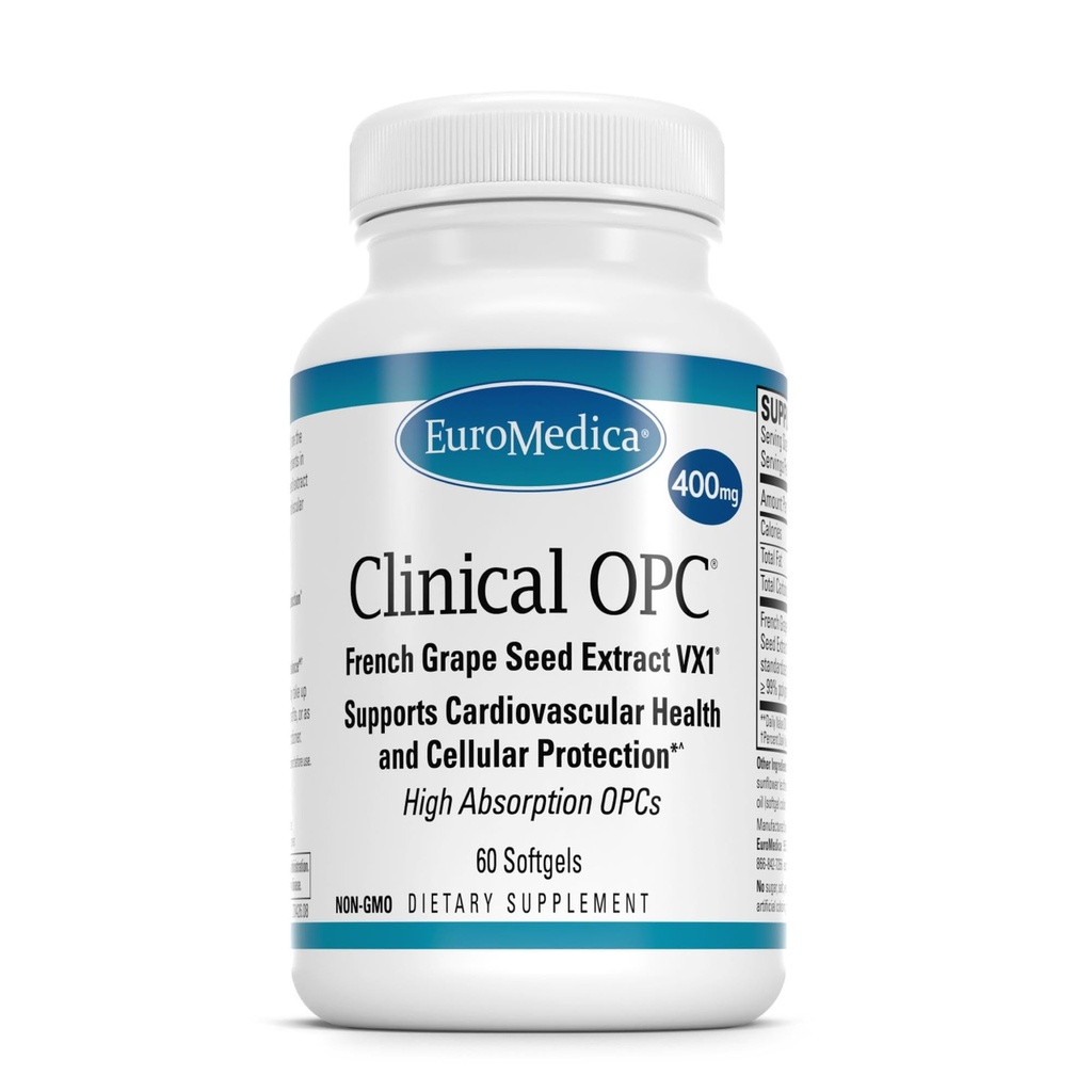 EuroMedica Clinical OPC - Cardiovascular Health & Focus Support Supplement - Dietary Supplement with Grape Seed Extract & Sunflower Lecithin - Immune Support Supplement Formula - 60 Softgels