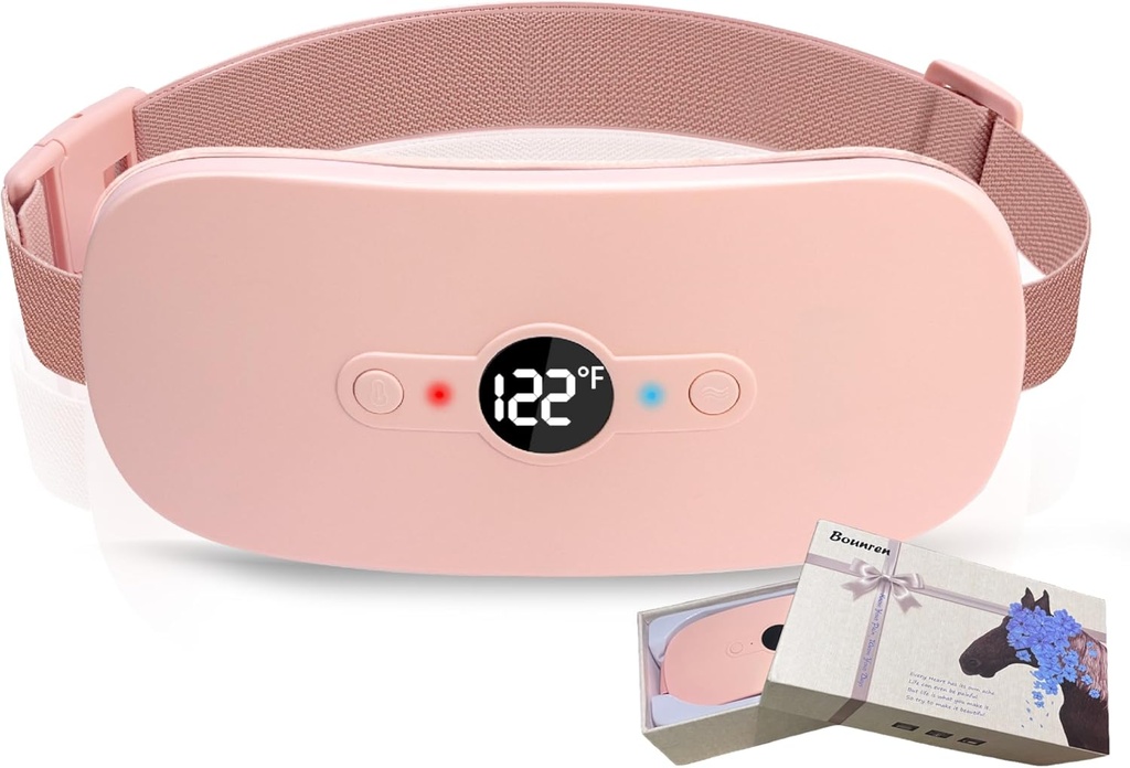 Pad de chauffage portable Bounren pour les crampes d'époque, Pad de chauffage sans fil portable avec boîte cadeau délicate,Soft Rose