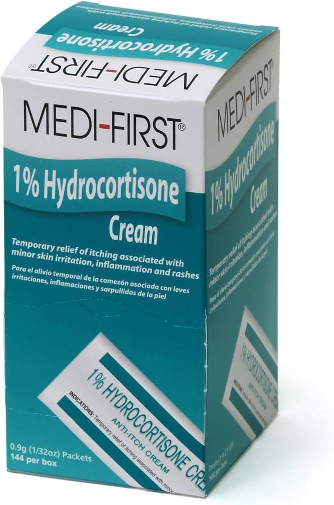 Hydrocortisone Anti-Itch Cream Packets for First Aid & Emergency Kits, 144 Pack