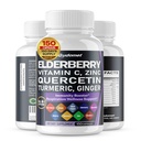 Elderberry Quercetin Bilberry Turmeric Tart Cherry Ginger Vitamine C Vitamine D3 Zinc Black Pepper -150 Capsules- Fabriqué aux États-Unis