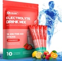 Poudre d'électrolytes sans sucre avec des arômes naturels, 3X packs d'hydratation rapide avec 10 électrolytes et vitamines, liquide quotidien IV, non-OGM, sans gluten, kéto, végétalien, 16 bâtons, fraise