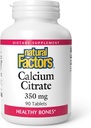 Facteurs naturels, Citrate de calcium, aide à maintenir des os et des dents forts, 90 comprimés (90 portions)