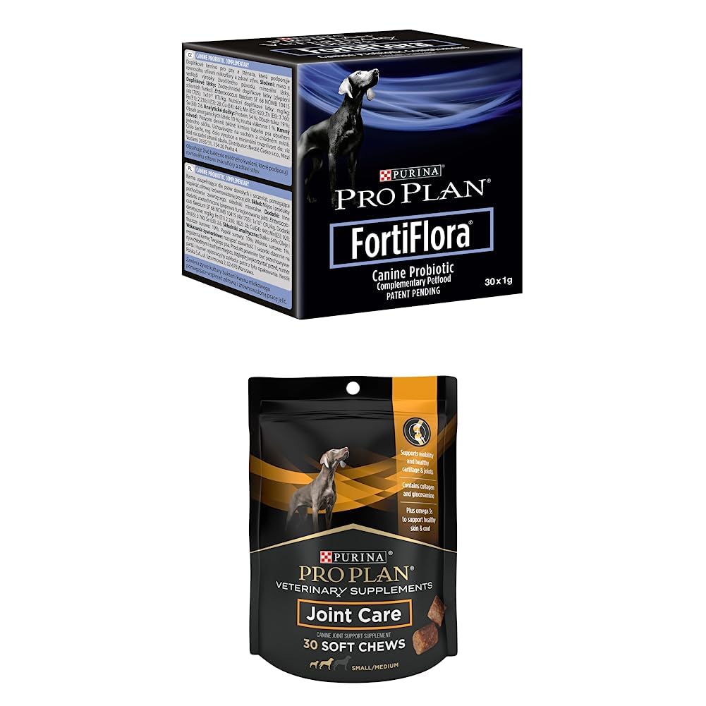 Bundle of Purina Pro Plan Vétérinaire Suppléments FortiFlora Dog Probiotique Supplément - 30 ct. Boîtes + Purina Pro Plan Vétérinaire Suppléments Soin articulaire pour les petits chiens de race Hip et joint 30ct