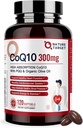 NATURE TARGET CoQ10-300mg-Softgels + PQQ avec Organic-Olive-Huile - High Absorption-Coenzyme-Q10 - Antioxydant-pour-Heart-Heart-Health et Immune Support, Production d'énergie, 120 Servants