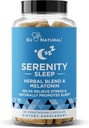 Serenity Sleep Natural Sleep Aid – Potent Blend of Magnésium, Valerian Root and Melatonin – Natural Sleep Aid – Non-Habit-Forming Way to Relax and Get a Good Night - 60 Vegan Soft Caps