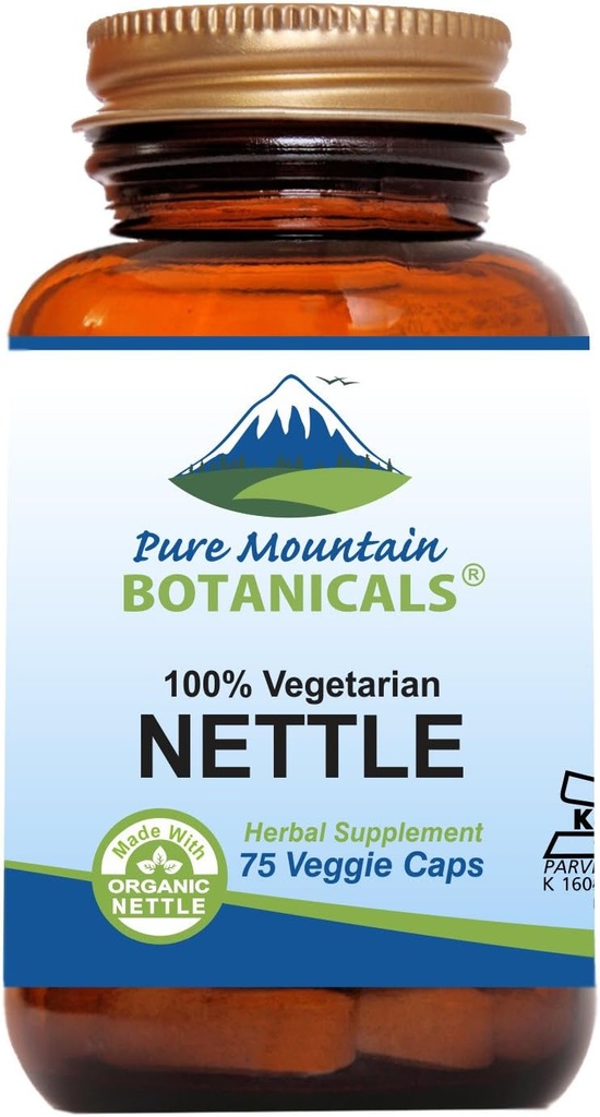 Pure Mountain Botanicals Sting Nettle Leaf Capsules - Kosher Vegan Nettle Capsules avec 500mg de stinging Organic Nettles Leaf