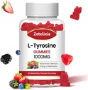 L Syrosine Gommies 1000mg,L-Theanine Supplément Gummy 200mg,L-Tyrosine sans sucre avec vitamine B6 suppléments d'énergie pour adultes et enfants - Vegan(60 comte)