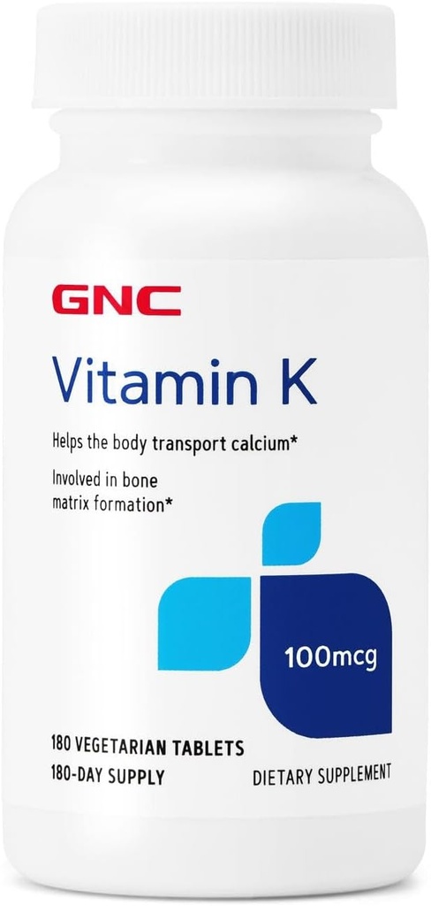 GNC Vitamine K 100mcg, 180 comprimés, aide le transport corporel Calcium