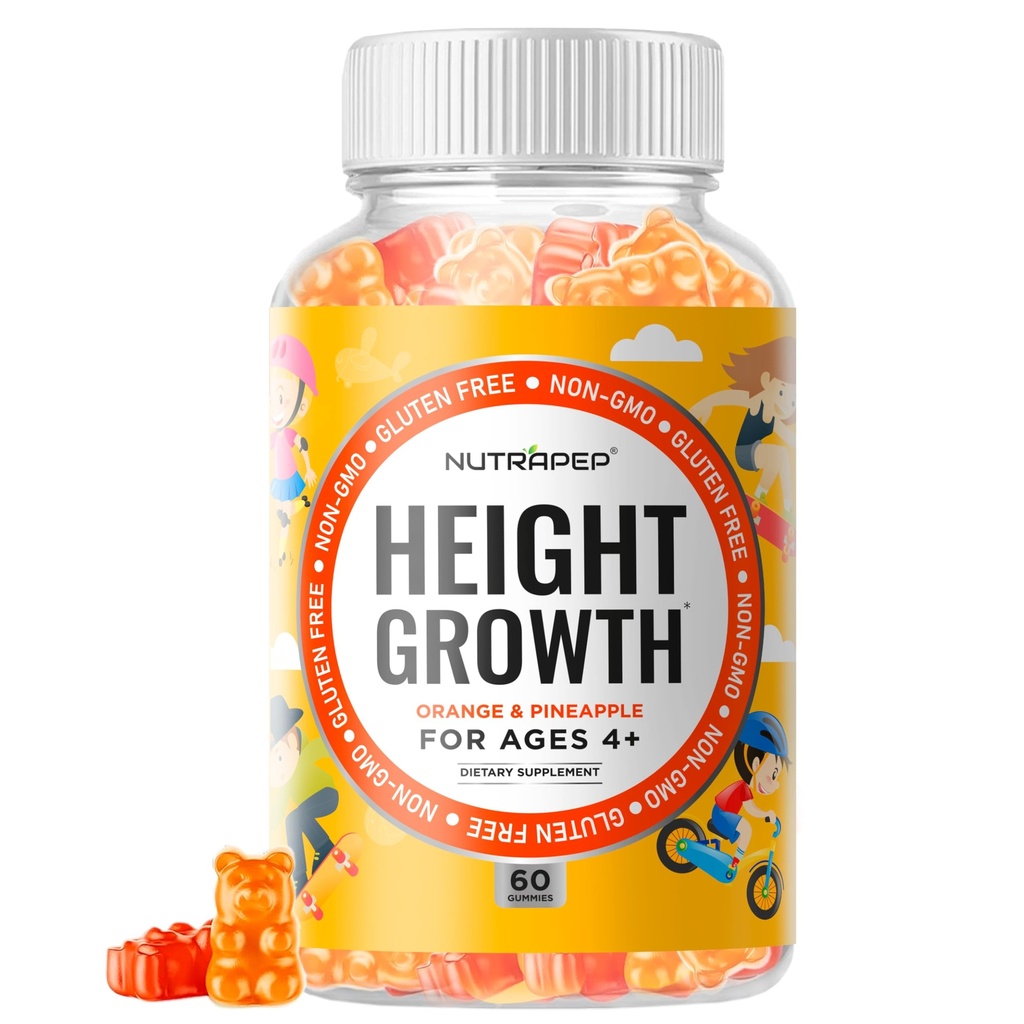 Supplément de croissance de la taille des adolescents Gummies - les enfants grandissent Taller Multivitamine d'augmentation de la hauteur naturelle - avec la vitamine de calcium D3 K2 Zinc L-Arginine L-Glutamine L-Ornithine pour les garçons filles