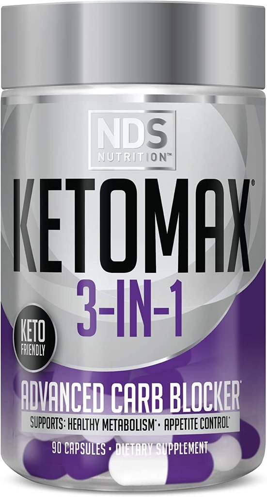 NDS Nutrition Advanced 3-en-1 - Pilules de kéto pour le soutien de la perte de graisse Blocker de glucides Suppresseur d'appétit - Haricots du rein blanc, Chitosan, Cétones de framboise et Vanadium (90 capsules)