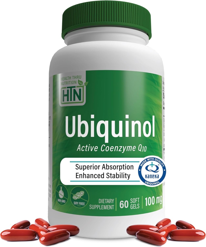 Santé Thru Nutrition Ubiquinol 100mg 60 Softgels comme Kaneka QH Réduit CoQ-10.