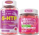 Bundle: Gommies 5HTP avec Magnésium Glycinate - Gommies de sommeil sans mélatonine pour adultes et enfants 8+ et Gommies Inositol Idéal 40:1 Ratio Myo & D-Chiro Supplément Inositol