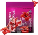 PoudreVitamine Electrolytes Poudre Plus (50 portions) Thé noir Hibiscus Electrolyte Poudre Keto, Sans sucre, Sel rose d'Himalaya,1000mg Potassium,120mg Calcium,120mg Magnésium, Poudre d'hydratation