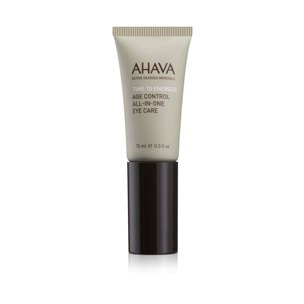AHAVA Temps pour stimuler le contrôle de l'âge des hommes soins tout-en-un des yeux - Gel rafraîchissant et hydratant pour lisser la zone sous les yeux, réduire les cercles sombres, avec Osmoter, Aloe Vera, Caféine, Peptides et G-Force, 0,5 Fl.Oz