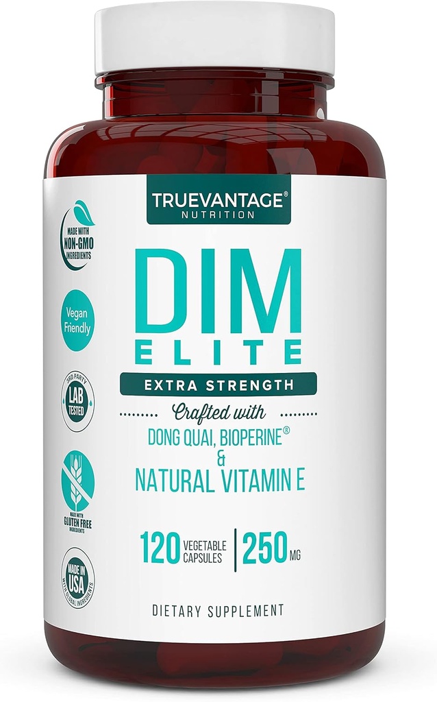 Supplément DIM 250mg (Diindolylméthane)-Plus Dong Quai, Vitamine naturelle E & BioPerine - soutient le soulagement de la ménopause et l'acné hormonal -Hormone Balance Support pour les femmes et les hommes-Veggie Caps