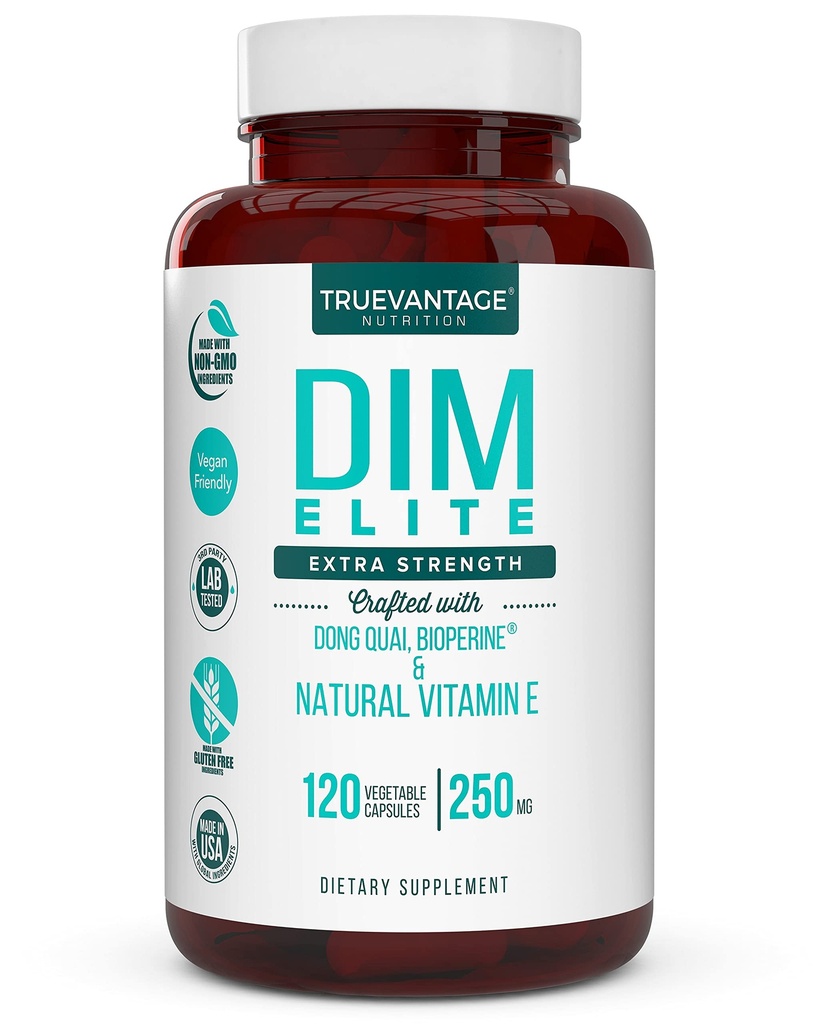 Supplément DIM 250mg (Diindolylméthane)-Plus Dong Quai, Vitamine naturelle E & BioPerine - soutient le soulagement de la ménopause et l'acné hormonal -Hormone Balance Support pour les femmes et les hommes-Veggie Caps