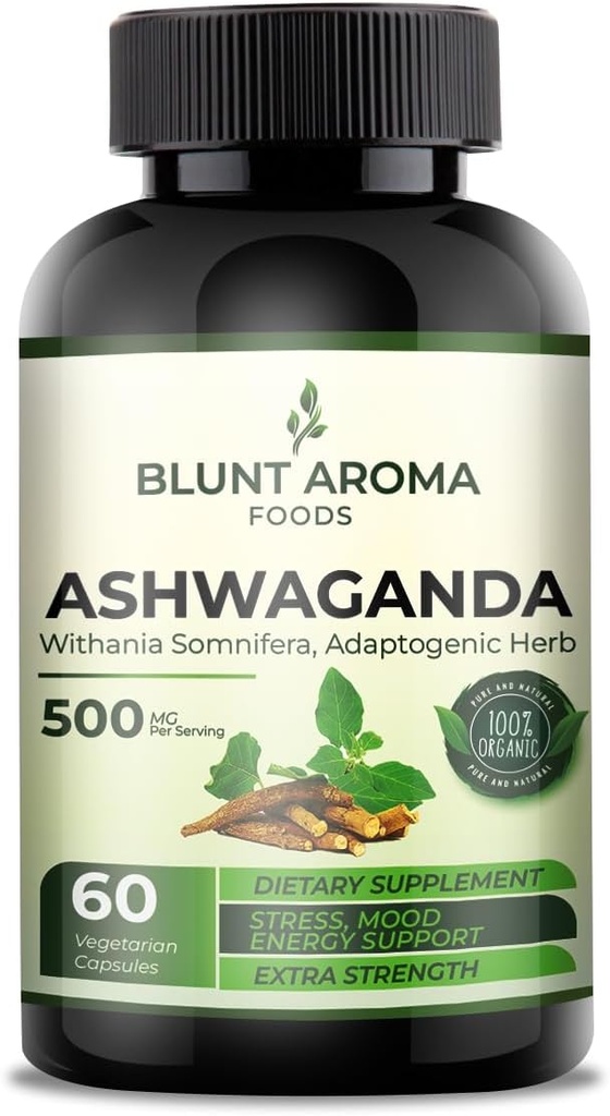Ashwagandha Extract Capsule - Great Strength 5200mg de poudre. Racine de gingembre mélangée, Curcumine curcuma, racine d'alcanet et poivre noir - 60 capsules - 2 mois d'approvisionnement