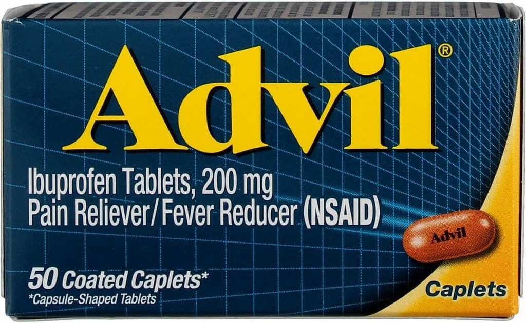Réducteur de douleur advil/réducteur de fièvre 200 mg Comprimés enrobés 50 ea (paquet de 6)