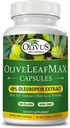 Extrait de feuille d'olive OliveLeafMAX (40% Oleuroepin) + Poudre de feuille d'olive biologique + Pas de remplissage + 60 capsules végétariennes + provenant d'Espagne et fabriqué aux États-Unis à l'installation des BPF