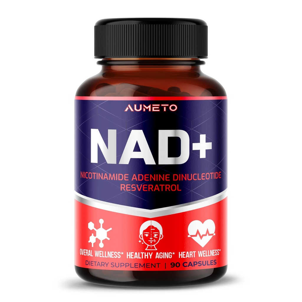 NAD+ 350mg avec Trans-Resveratrol, Quercetin et Rhodiola – Énergie cellulaire, Vieillissement en santé et mieux-être cardiaque – 90 Capsules – Non-OGM, Fabriqué aux États-Unis