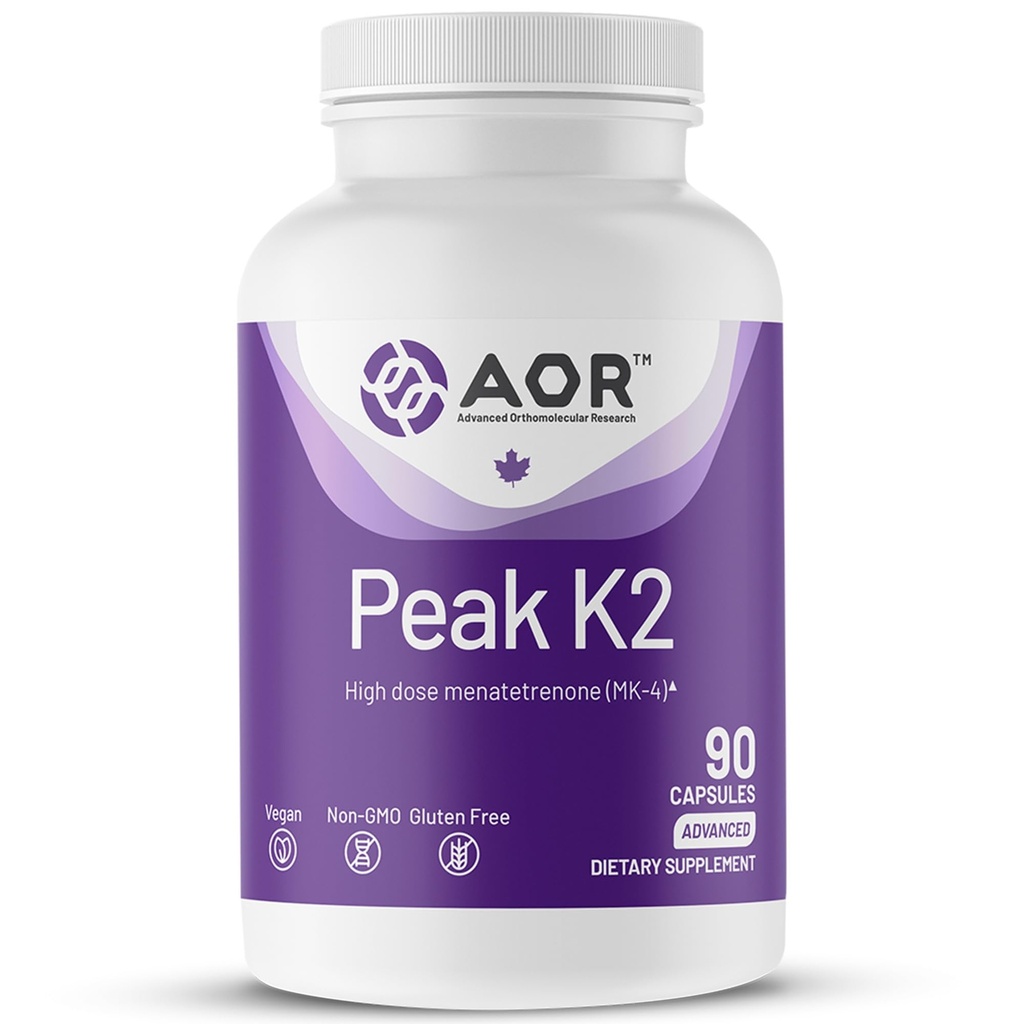 AOR, Peak K2, soutient la santé osseuse et cardiovasculaire et le collage normal du sang, supplément alimentaire, 90 portions (90 gélules)