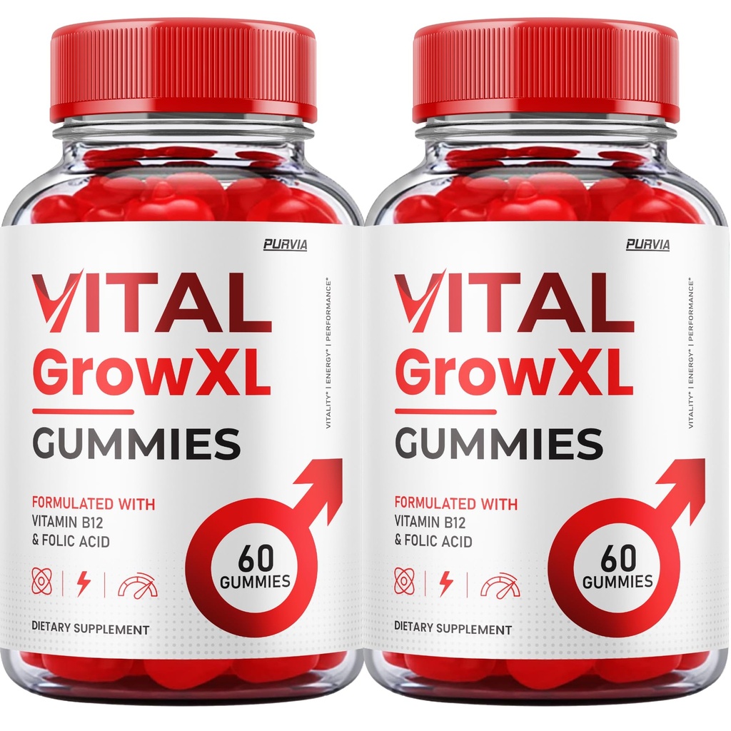(2 Pack) Vital Grow XL Gummies - Formule Officielle - Vial Grow XL Formule de force avancée, Vital Grow XL Avis, Soutien Général de la Santé 1000mg Supplément maximum de bien-être (120 Gummies)