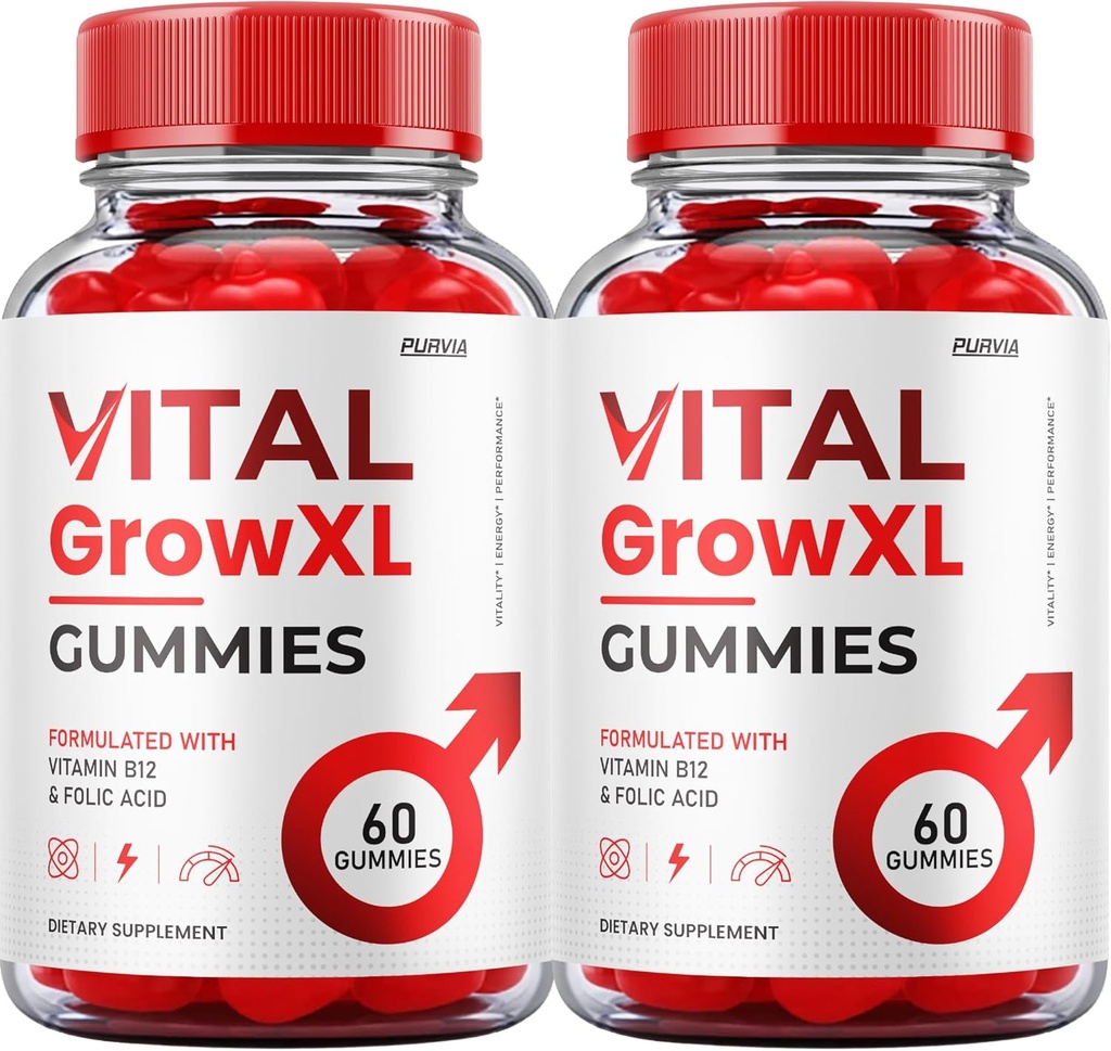 (2 Pack) Vital Grow XL Gummies - Formule Officielle - Vial Grow XL Formule de force avancée, Vital Grow XL Avis, Soutien Général de la Santé 1000mg Supplément maximum de bien-être (120 Gummies)
