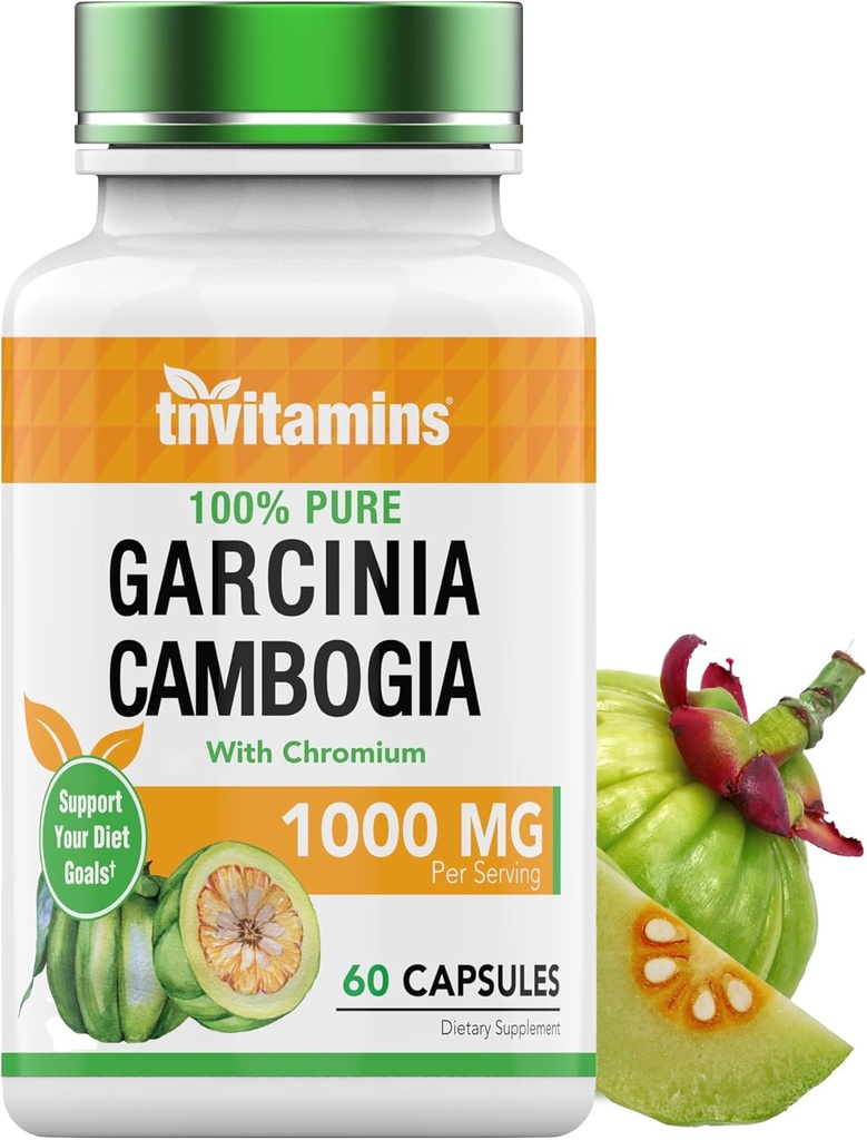 Tnvitamins Garcinia Cambogia Capsules d'extrait (1000 MG x 60 pilules) avec Chromium