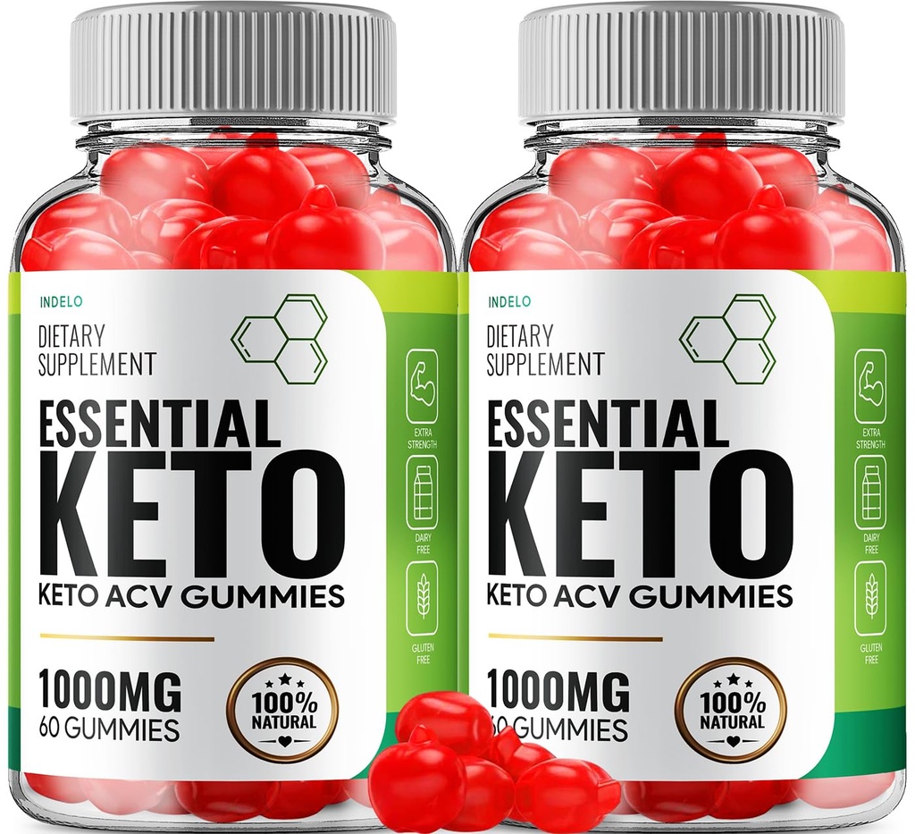 (2 Pack) Essential Keto ACV Gummies - Advanced Formula Essential Keto + ACV Weight Management Gummies Apple Cider Vinegar Keto Essential Dietary Supplement Reviews Vitamin B12 B6 (120 Gummies)