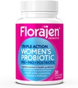 Florajen Women's Complete Triple-Action Prébiotique + Probiotique + Postbiotique pour le soutien digestif et immunitaire - Soulagement à action rapide de la constipation et du ballonnement - Sans gluten - Vegan - Non-OGM - 30-Conte