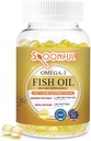 Spoonful Mini Omega 3 Fish Oil, iFOS Certified, 1290 mg Per Serving, 120 Softgels Pearls, Small Size Easy to Swallow Capsules for Women and Seniors, Made in USA