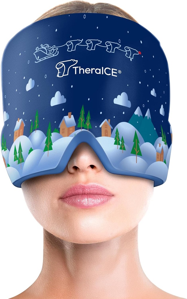 TheraICE Cap de soulagement de la migraine, chapeau de gel de refroidissement, produits apaisants de masque de calotte glacée, tête de compression visage froid pour tension et stress